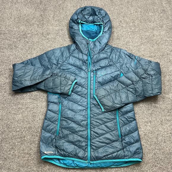Dynafit Vulcan Jacket Women's S Blue Down Hooded Pertex Quantum Lightweight - Picture 1 of 14